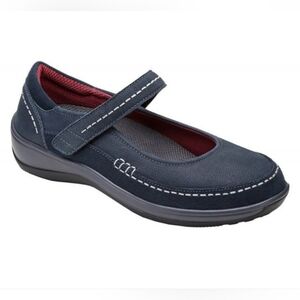 Orthofeet Athens Leather Mary Jane Size 11 WIDE Dark Blue 863